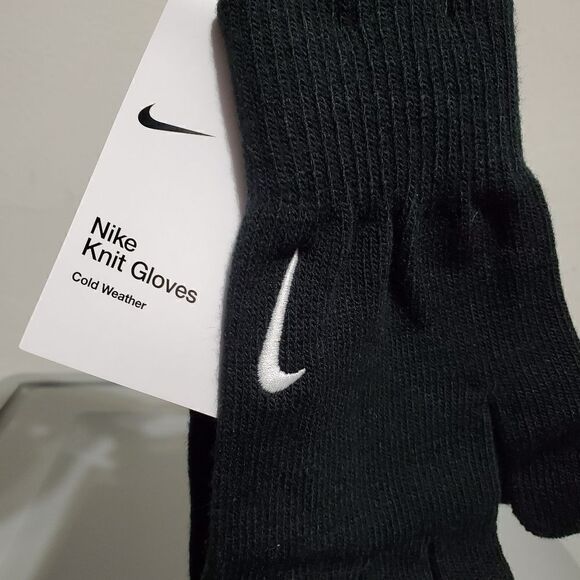 Nike Unisex Sz LARGE/XLARGE Swoosh Knit Gloves Black NWT - Picture 2 of 7